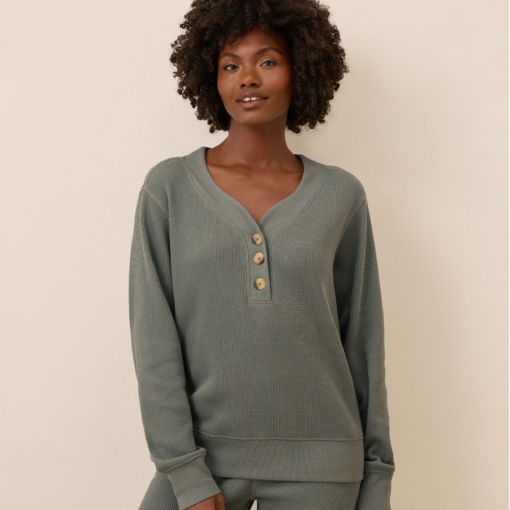 Pact Organic Cotton Thermal Waffle Henley Pullover